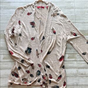 Cyrus Feather Patterned Cardi Open Front Sweater